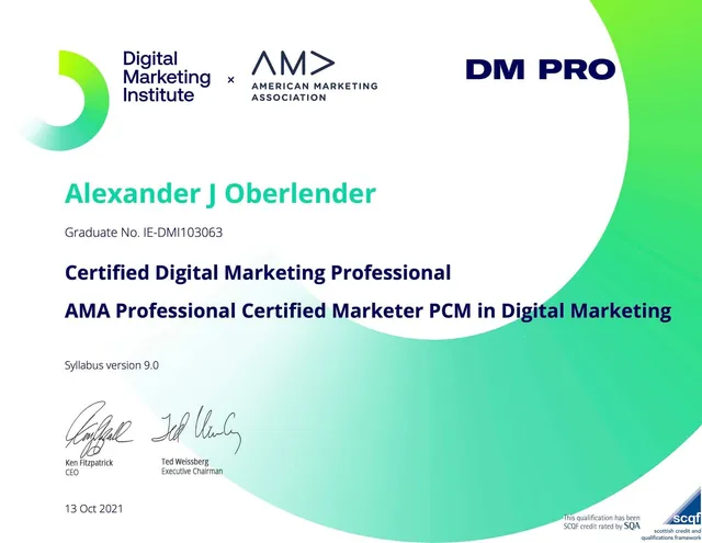 Certificate: Certified Digital Marketing Professional, Digital Marketing Institute · American Marketing Association