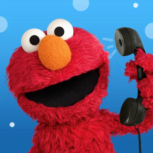Elmo holds an old-fashioned telephone handset up to his ear.